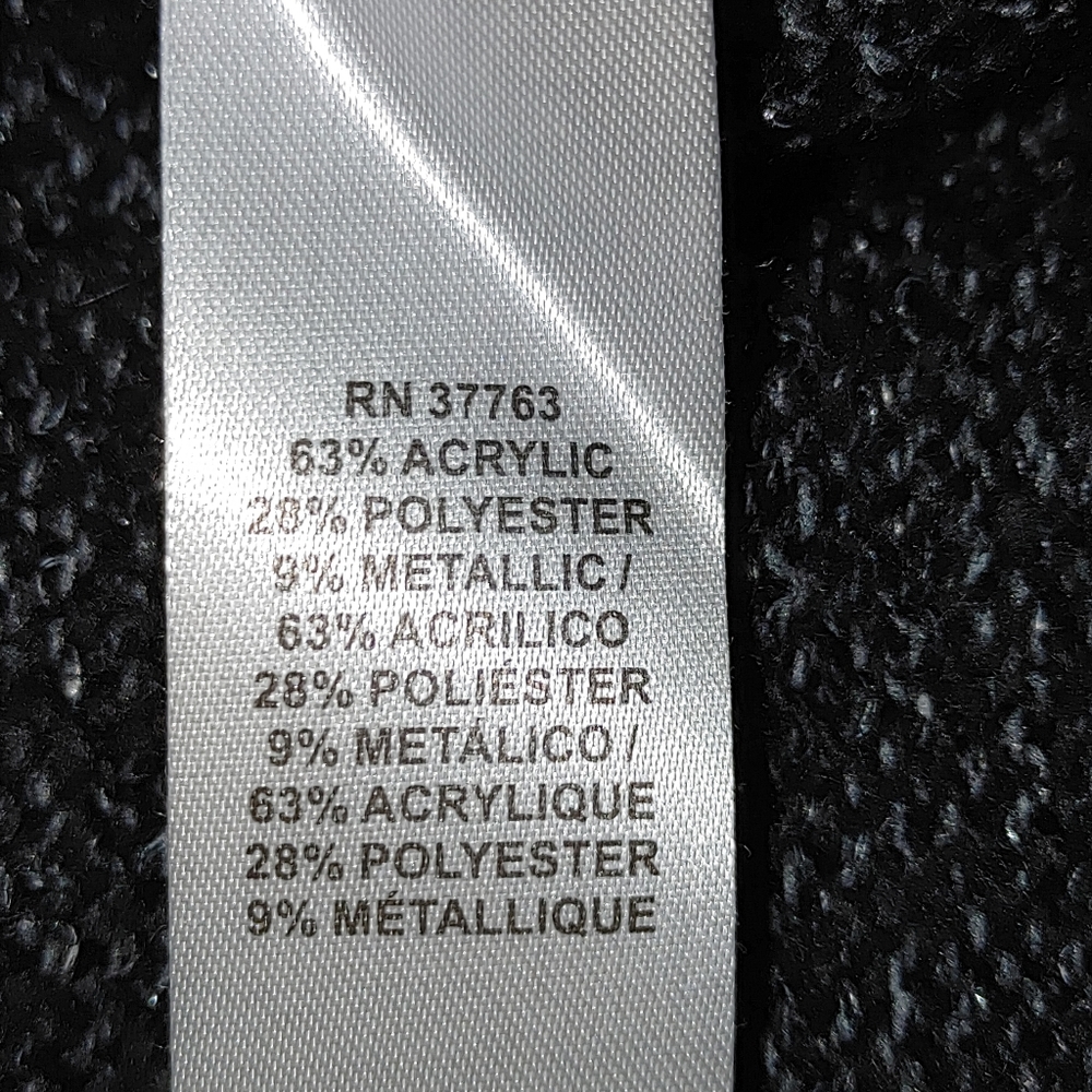 RAFAELLA OPEN FRONT CARDIGAN WITH METALLIC WEAVE, BLACK / SILVER METALLIC S - Picture 6 of 6